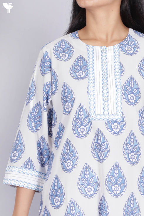 Bizzy Lizzy Kurta With Chiffon Dupatta in Block Print