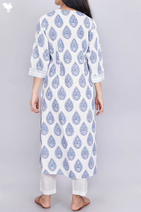 Bizzy Lizzy Kurta With Chiffon Dupatta in Block Print