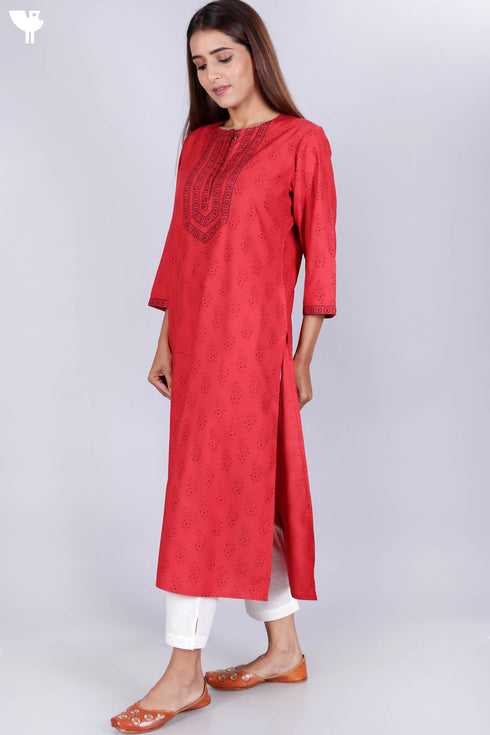 Bizzy Lizzy Kurta With Chiffon Dupatta in Block Print