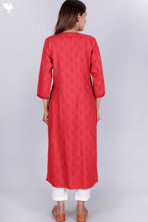 Bizzy Lizzy Kurta With Chiffon Dupatta in Block Print