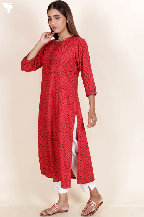 Bizzy Lizzy Kurta With Chiffon Dupatta in Block Print