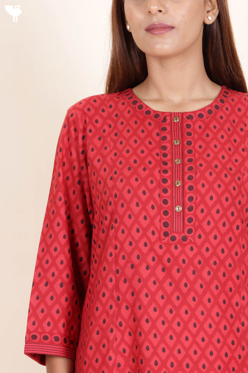 Bizzy Lizzy Kurta With Chiffon Dupatta in Block Print