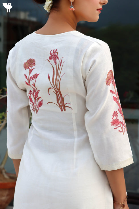 Chanderi silk Kurta dupatta in floral block print