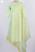 Cambric Cotton Kurta With Kota Doria Dupatta In Floral Block Print