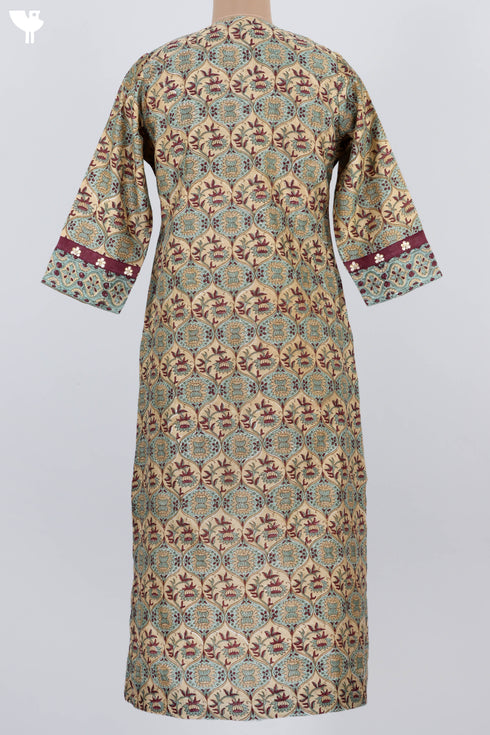 Chanderi Silk Kurta Dupatta Set In Floral Block Print