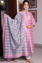 Chanderi Silk Kurta Dupatta Set With Gold Block Print