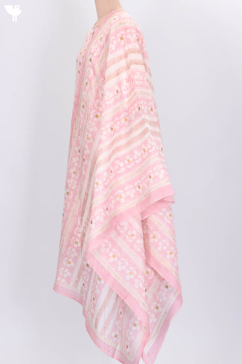 Chanderi Silk Kurta Dupatta Set WithGold Block Print