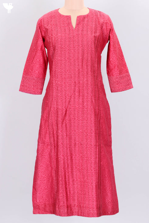 Chanderi Silk Kurta Dupatta Set In Floral Block Print