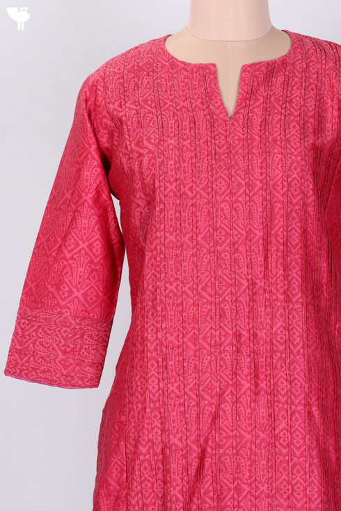 Chanderi Silk Kurta Dupatta Set In Floral Block Print