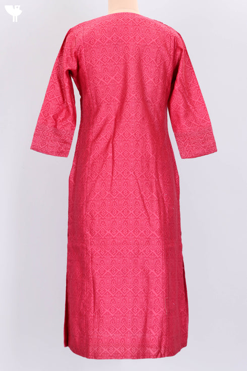 Chanderi Silk Kurta Dupatta Set In Floral Block Print