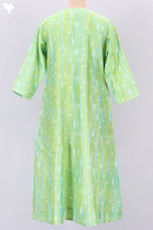 Chanderi Silk Kurta Dupatta In Striped Block Print