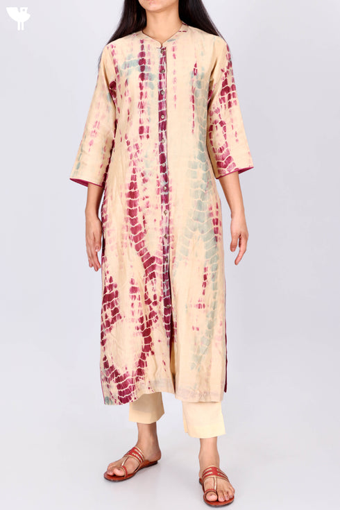 Chanderi Silk Kurta Dupatta In Tie Dye