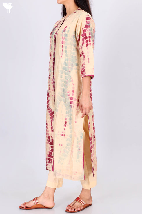 Chanderi Silk Kurta Dupatta In Tie Dye