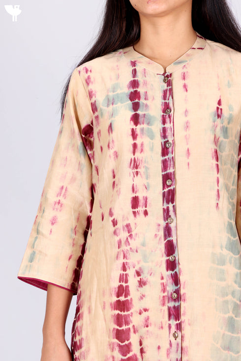 Chanderi Silk Kurta Dupatta In Tie Dye