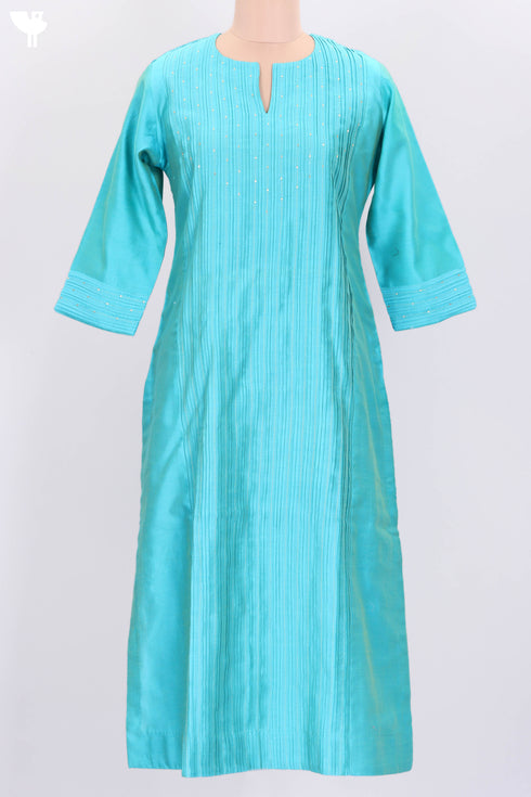 Chanderi Silk Kurta Dupatta Set In Floral Block Print