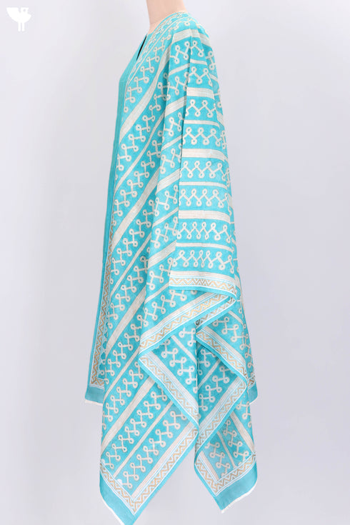 Chanderi Silk Kurta Dupatta Set In Floral Block Print