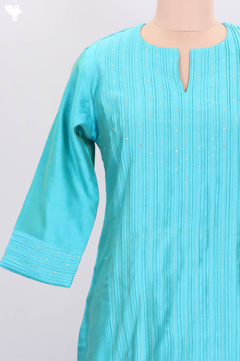 Chanderi Silk Kurta Dupatta Set In Floral Block Print