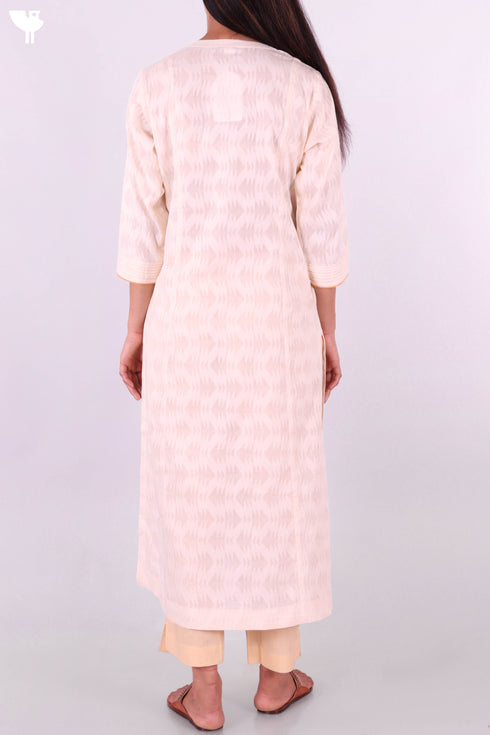 Jacquard Cotton Kurta With Chanderi Dupatta