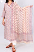 Terry Voile Angarakha Kurta With Chiffon Dupatta In Block Print