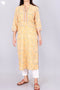Terry Voile Kurta With Chiffon Dupatta In Floral Block Print