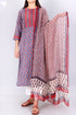 Terry Voile Kurta With Chiffon Dupatta In Graphic Print