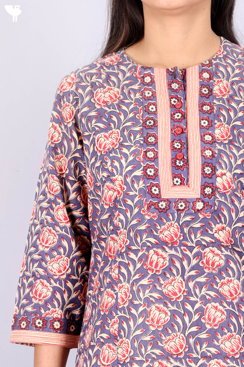 Terry Voile Kurta With Chiffon Dupatta In Graphic Print