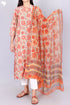 Terry Voile Kurta With Chiffon Dupatta In Floral Block Print