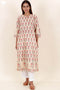 Terry Voile Kurta With Chiffon Dupatta In Graphic Block Print