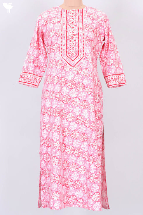 Bizzy Lizzy Kurta With Kota Doria Dupatta in Graphic Block Print