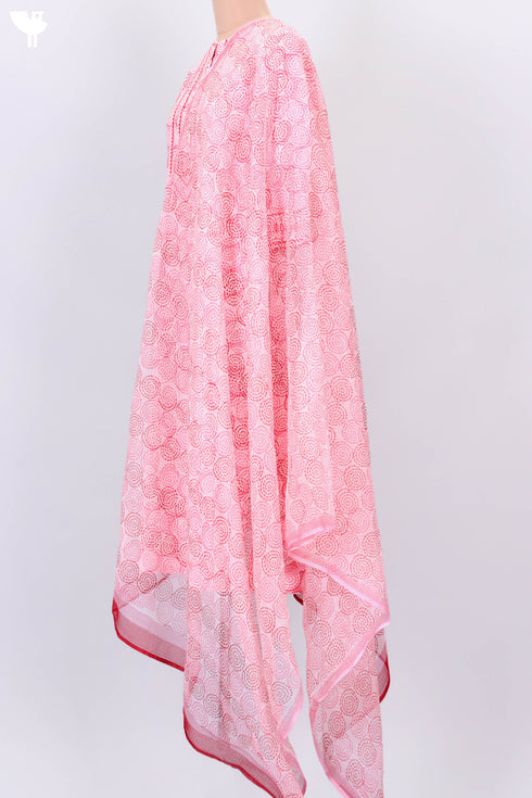 Bizzy Lizzy Kurta With Kota Doria Dupatta in Graphic Block Print