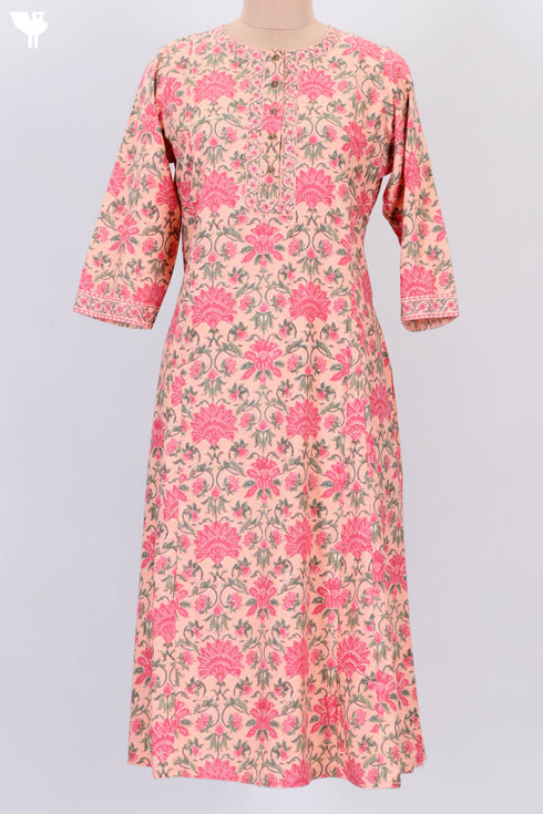 Bizzy Lizzy Kurta With Kota Doria Dupatta in Graphic Block Print