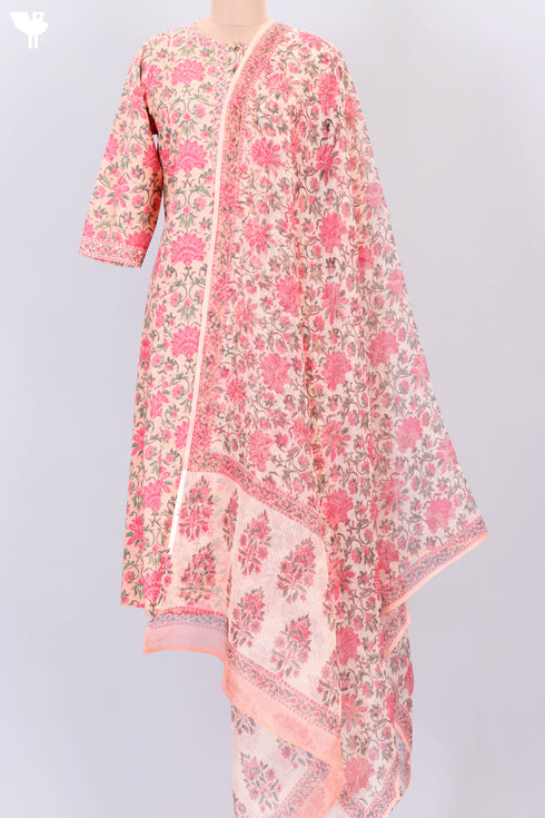 Bizzy Lizzy Kurta With Kota Doria Dupatta in Graphic Block Print