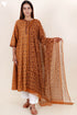 Bizzy Lizzy Kurta With Kota Doria Dupatta in Floral Block Print