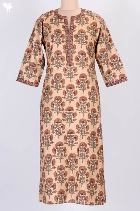 Bhagalpur Self Striped Kurta With Chanderi Dupatta In Block Print