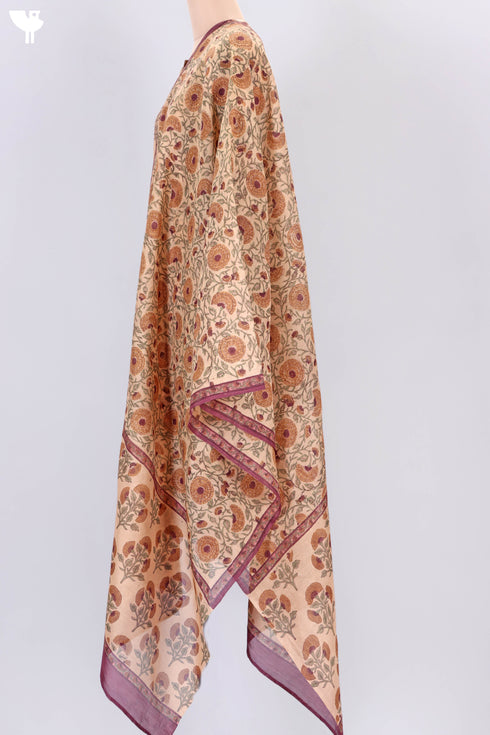 Bhagalpur Self Striped Kurta With Chanderi Dupatta In Block Print