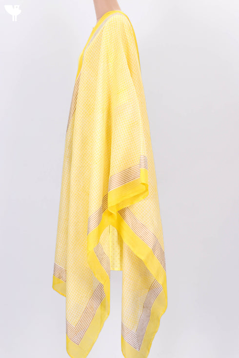 Bhagalpur Self Striped Kurta With Chanderi Dupatta In Block Print