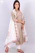 Bhagalpur Self Striped Kurta With Chanderi Silk Poncho In Block Print