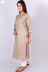 Bhagalpur Self Striped Kurta With Chanderi Silk Poncho In Block Print