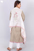 Bhagalpur Self Striped Kurta With Chanderi Silk Poncho In Block Print