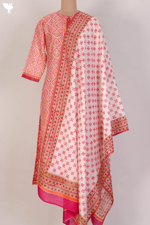 Chanderi Silk Kurta And Dupatta With Gota Patti Embroidery