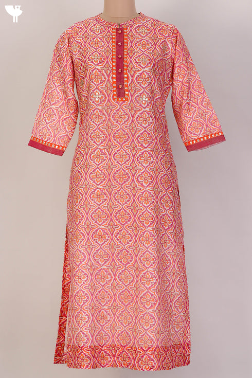 Chanderi Silk Kurta And Dupatta With Gota Patti Embroidery