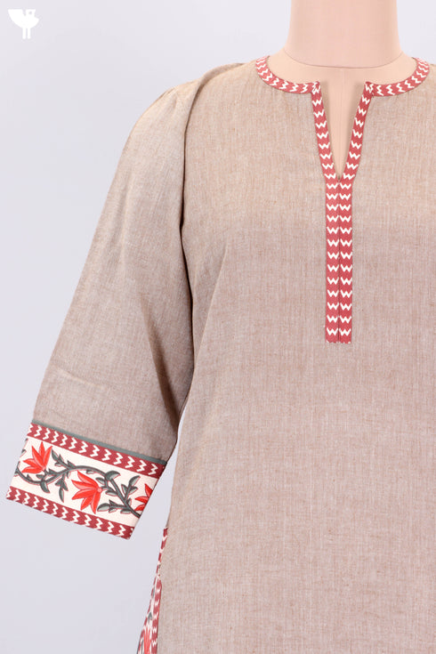 Khaadi Kurta With Kota Doria Dupatta in Floral Block Print