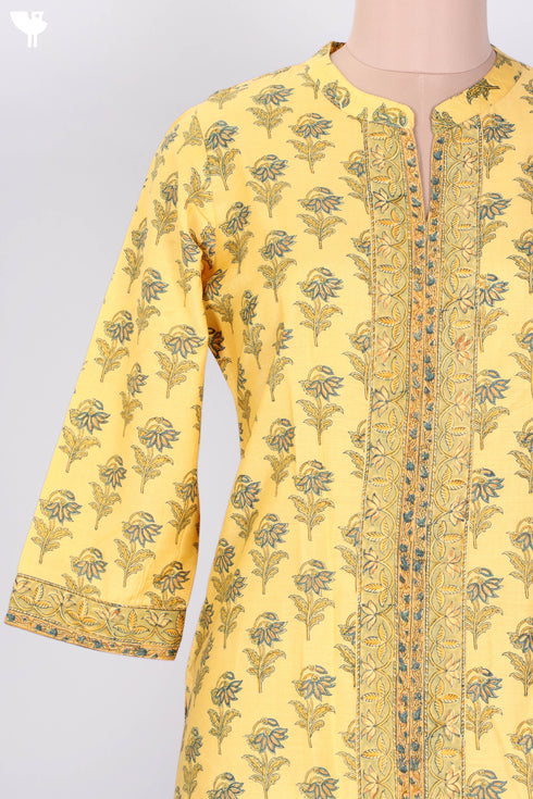 Bhagalpur Cotton Kurta With Chanderi Dupatta In FloralBlock Print