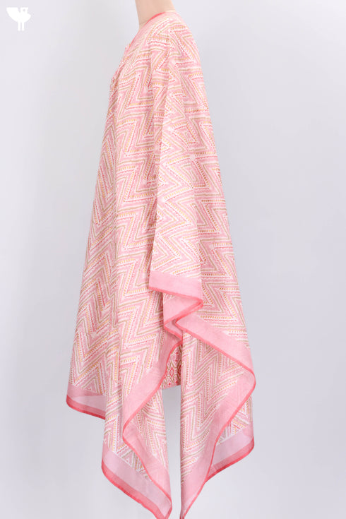 Chanderi Silk Kurta Dupatta Set WithGold Block Print