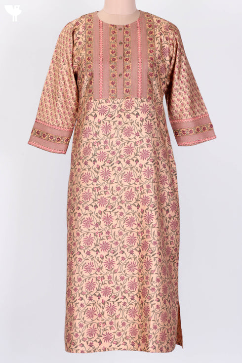 Bhagalpur Cotton Kurta With Chanderi Dupatta In FloralBlock Print