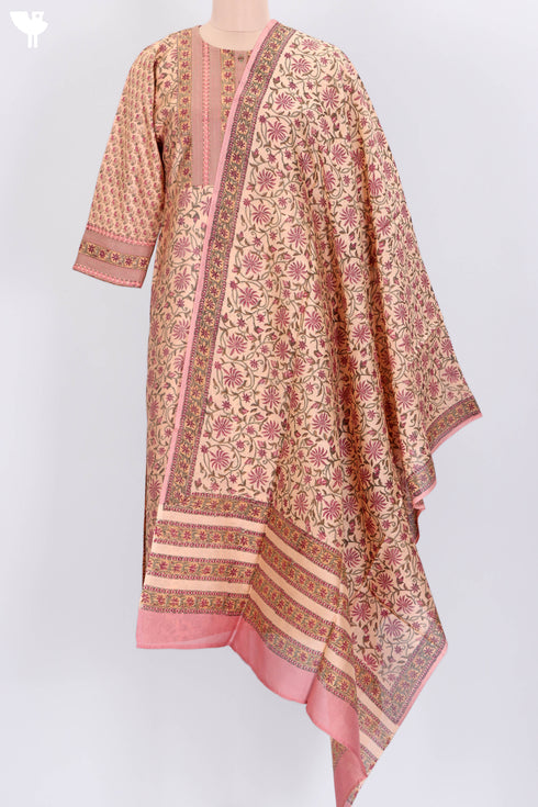 Bhagalpur Cotton Kurta With Chanderi Dupatta In FloralBlock Print