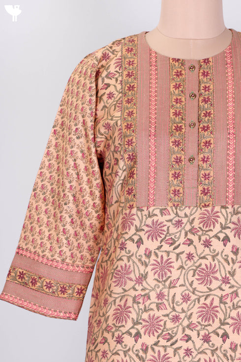 Bhagalpur Cotton Kurta With Chanderi Dupatta In FloralBlock Print