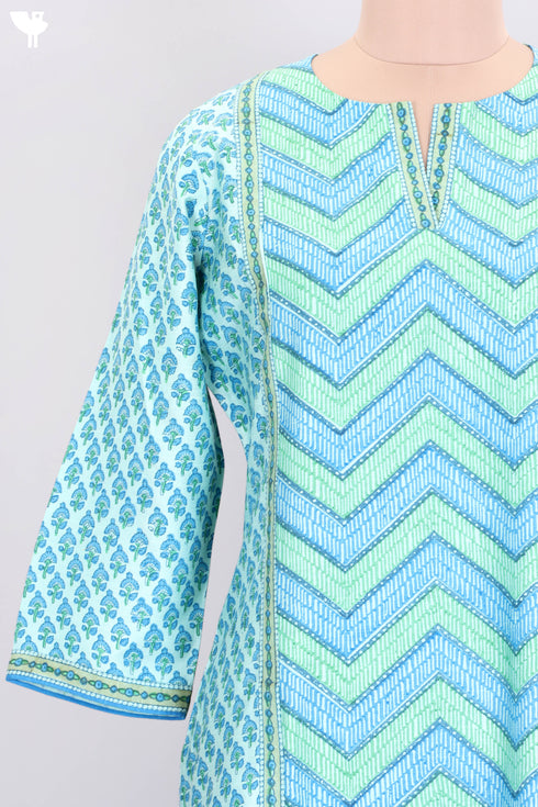 Bhagalpur Cotton Kurta With Chanderi Dupatta In Block Print