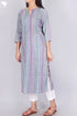 Terry Voile Kurta With Kota Dupatta In Floral Block Print
