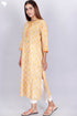 Terry Voile Kurta With Kota Dupatta In Floral Block Print